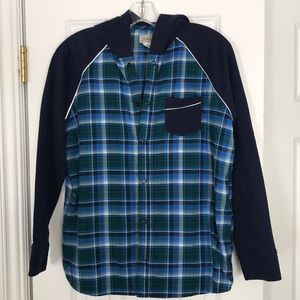 L.L. Bean Plaid Flannel Hoodie Kids XL 16-18